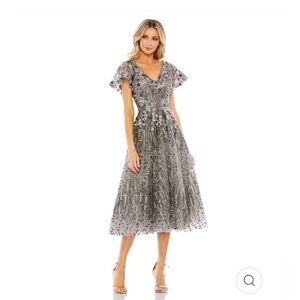 Mac Duggal EMBELLISHED BUTTERFLY FIT AND FLARE TEA-LENGTH DRESS size 14 NEW $698